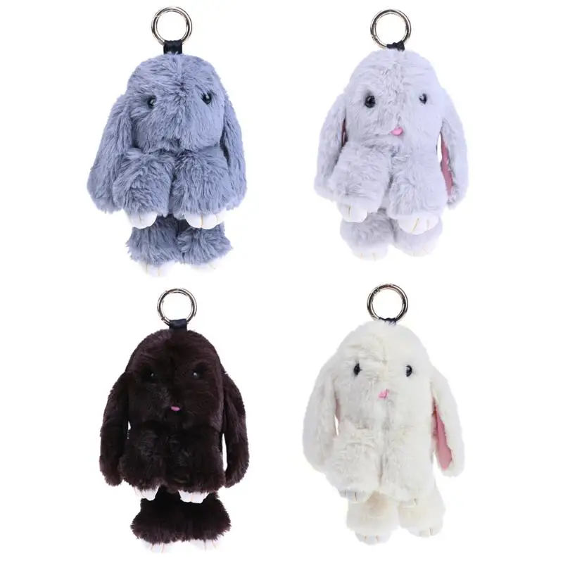 Fluffy Bunny Keychain Women Cute Rabbit Fur Ball Key Holder Pompon Toy