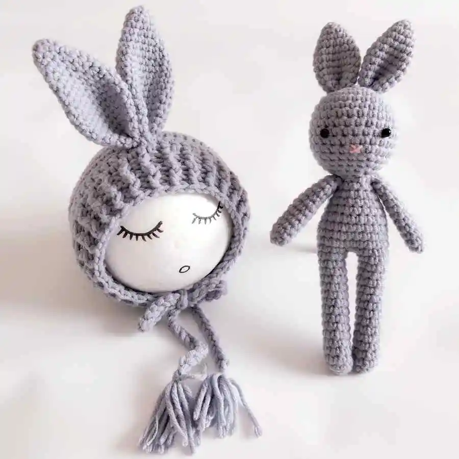 

Crochet Baby Hat Bunny Newborn Hat,Ribbit Handmade Baby Costumes Newborn Photography Props 6 Colors, #P2009