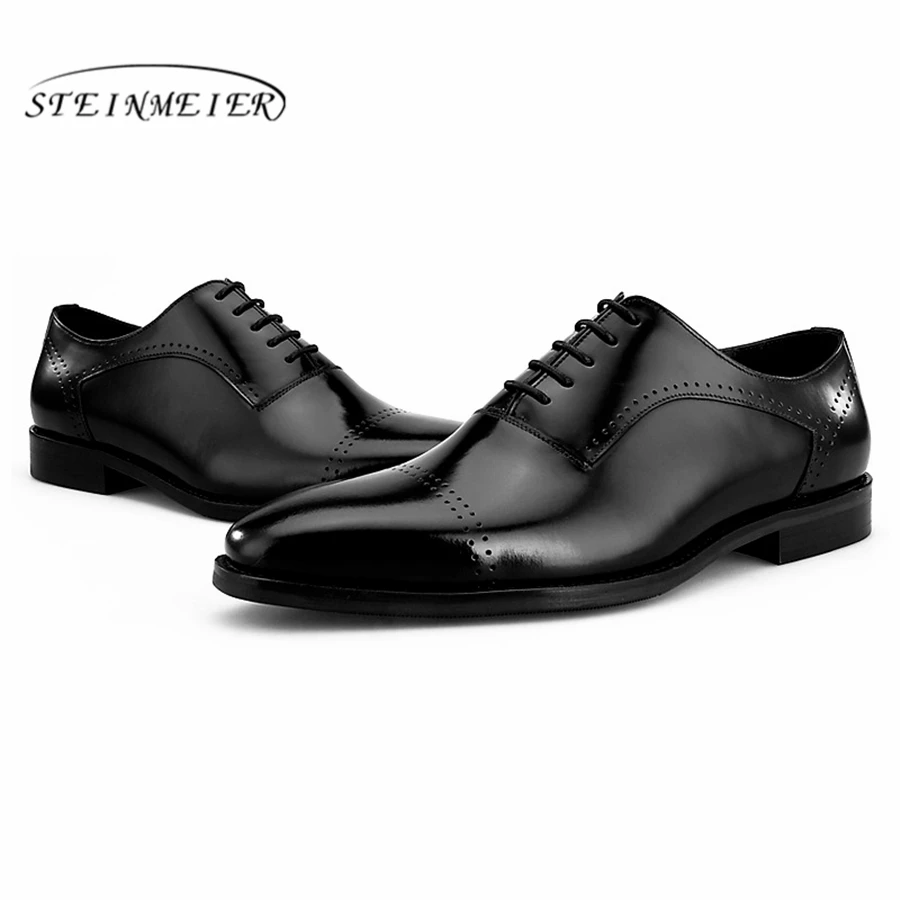 

Mens formal shoes leather oxford shoes for men dressing wedding men's brogues office shoes lace up male suit shoes black 2019