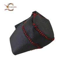 Genuine Leather Cover For Citroen Saxo C2 C4 C4 Picasso manually Gear Shift Collar Knob & Handbrake Grip Red/Black Stitch