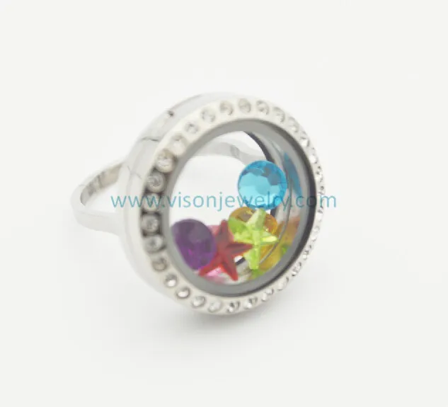 

316L stainless steel floating custom magnetic closure locket rings