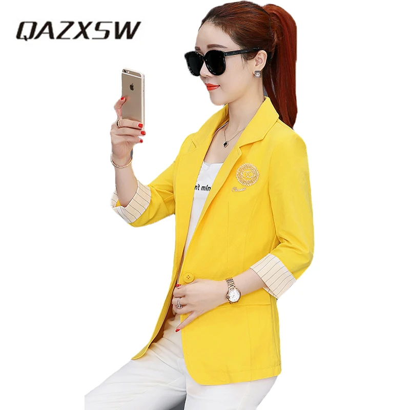 QAZXSW 2018 Autumn New Slim Plaid Women Single Button