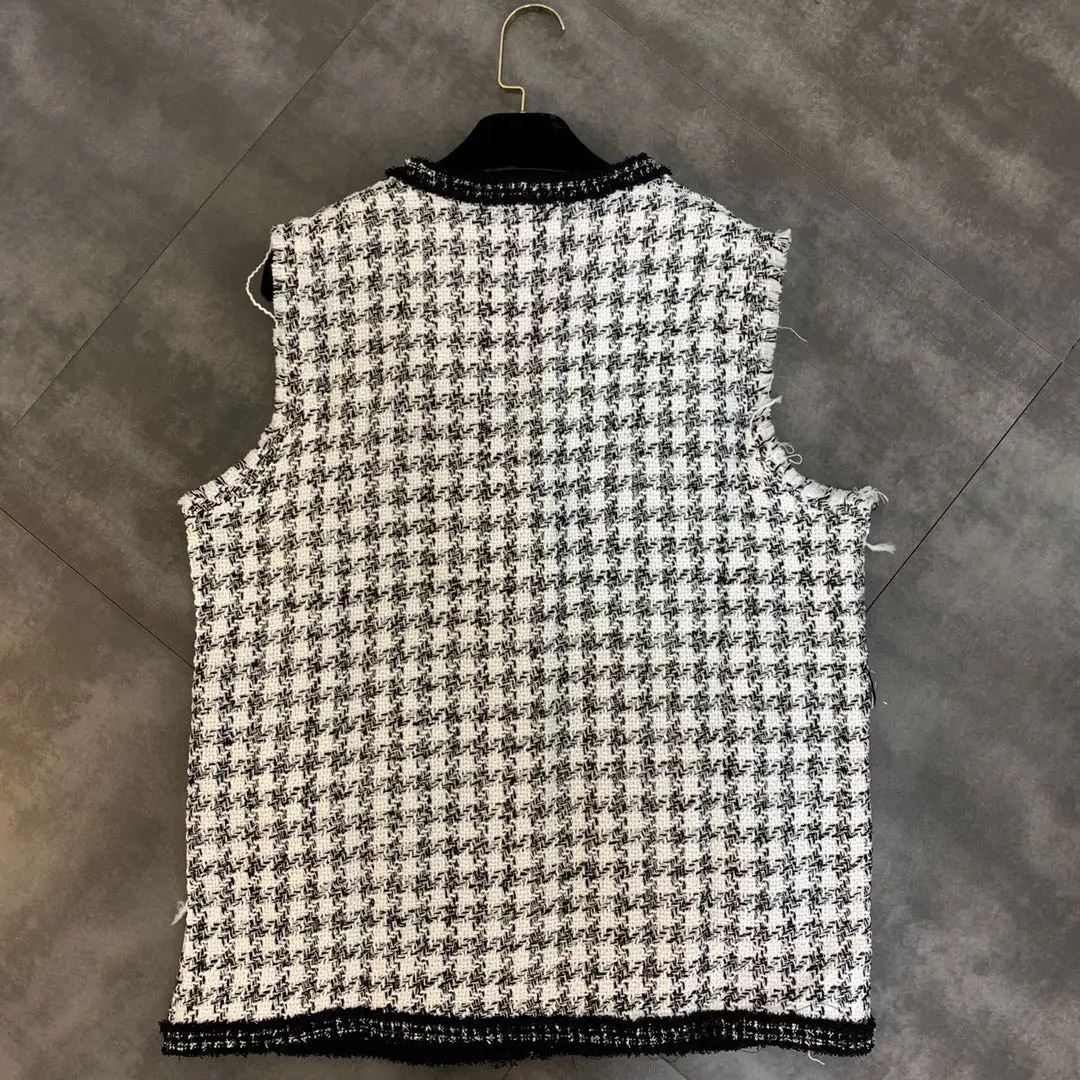 summer new V-neck sleeveless color plaid miscellaneous small woman vest