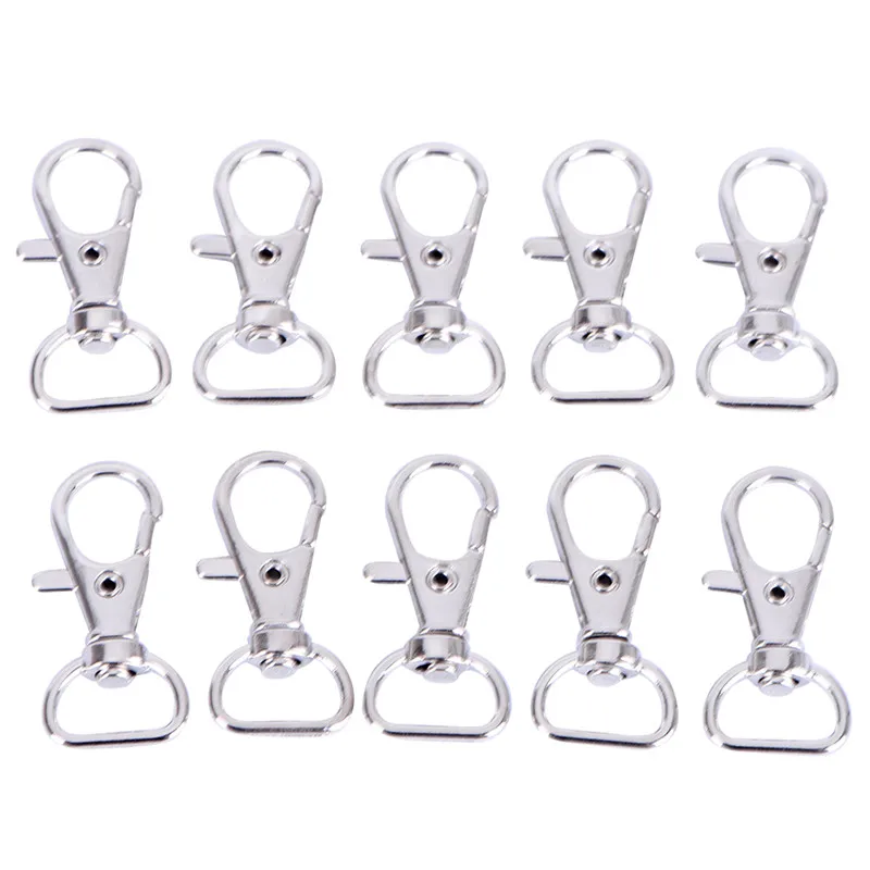 

High Quality 10Pcs 35mm Silver Clasp Clips Swivel Lobster Key Hook Keychain Split Key Ring Findings Clasps For Keychains Making