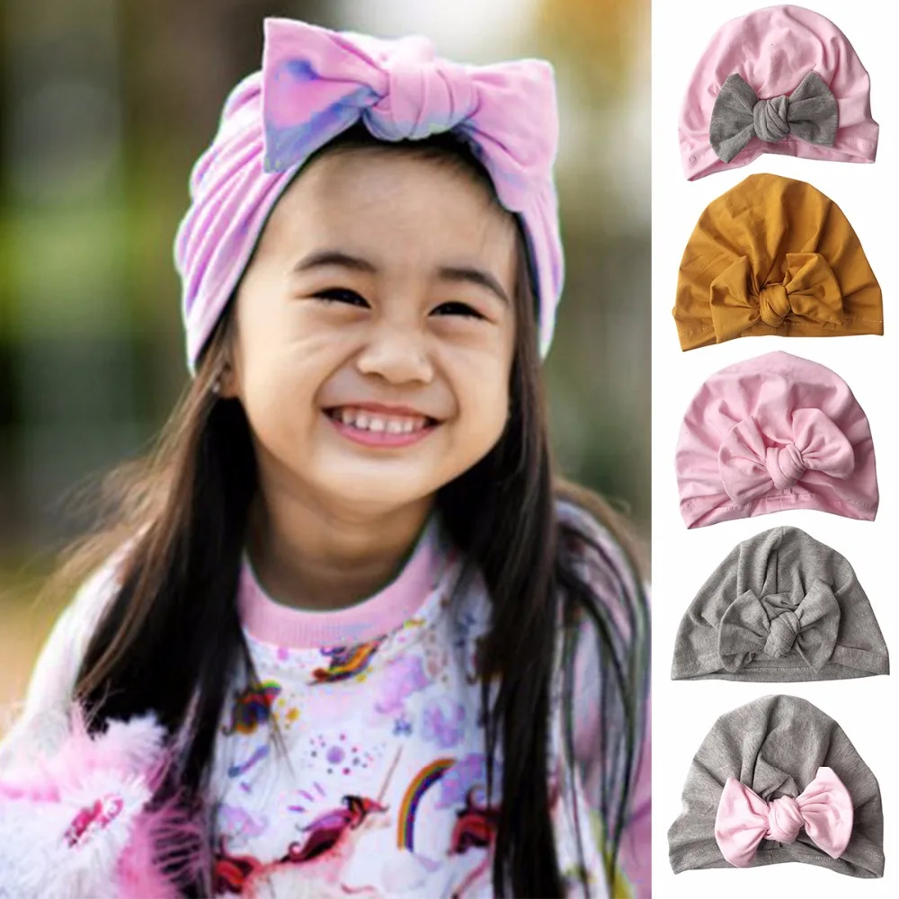 

Puseky Baby Cap Cotton Big Bow Hat For Baby Girls 0-3Y Butterfly India Hat Kids Caps Spring Children's Hats