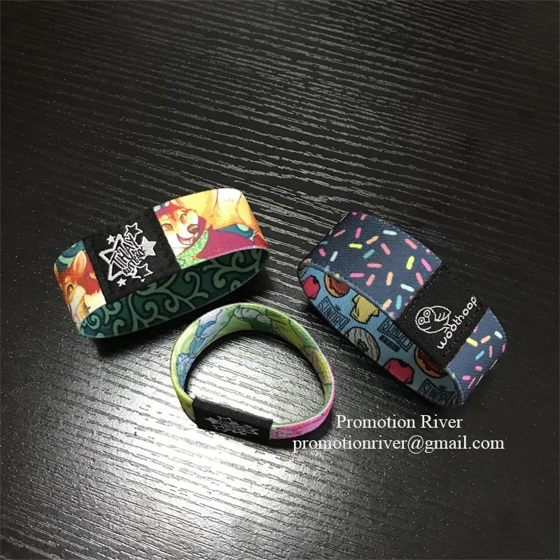 

Custom Event Gifts Promotional Items Elastic Fabric Wristbands with Custom Logo Printing