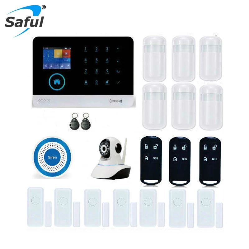 Saful WIFI GSM Alarm Systems WIFI+GSM+GPRS Function Home Security Protection Automation GPRS WIFI GSM Alarm System Free shipping