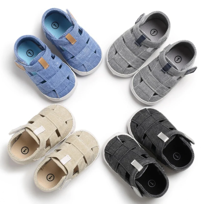 

New Summer Baby Boy Canvas Shoes Child Breathable Anti-Slip Hollow Design Shoes Toddler Soft Soled