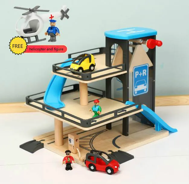 Cena Symulowane windy parkingowe zabawki kompatybilne z drewnianym mały pociąg utwór edukacyjne ręcznie złożyć zabawki dla dzieci