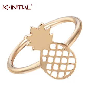 Kinitial 10Pcs Gold Silver Pineapple Ring For Women Handcrafted Brushed Metal Anel Masculino Simple Lovely Rings