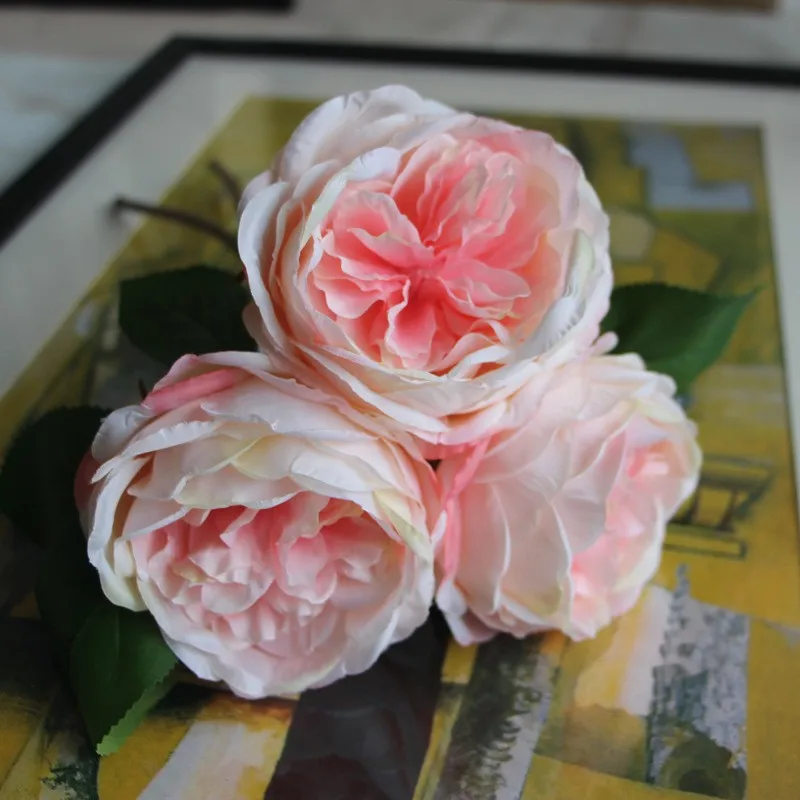 3 головки букет Мини Шелковый Пион свадебное украшение невесты цветок поддельные розы настольная ваза цветок искусственные цветы