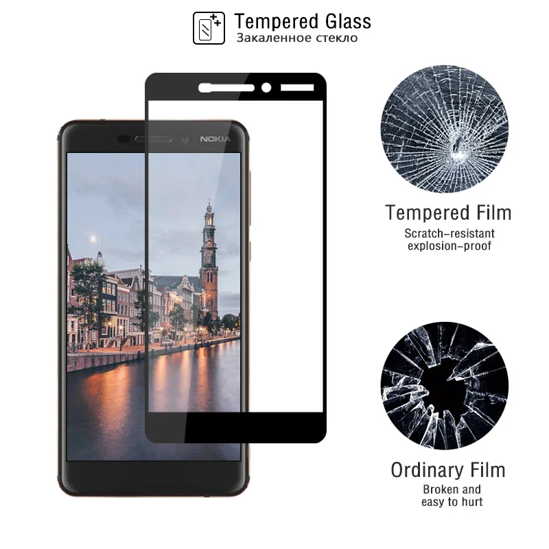 Закаленное стекло для Nokia 6 2018 TA 1054 защита экрана полное покрытие второе поколение