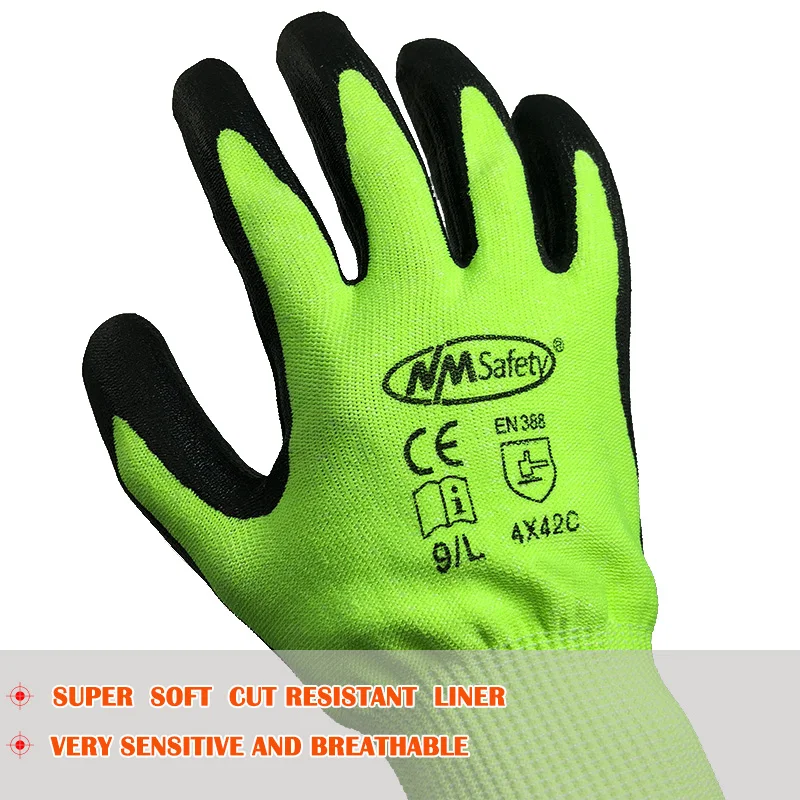 NMSafety анти-порезные рабочие перчатки высокого качества горячая Распродажа CE стандартный порезной уровень 5 Перчатки