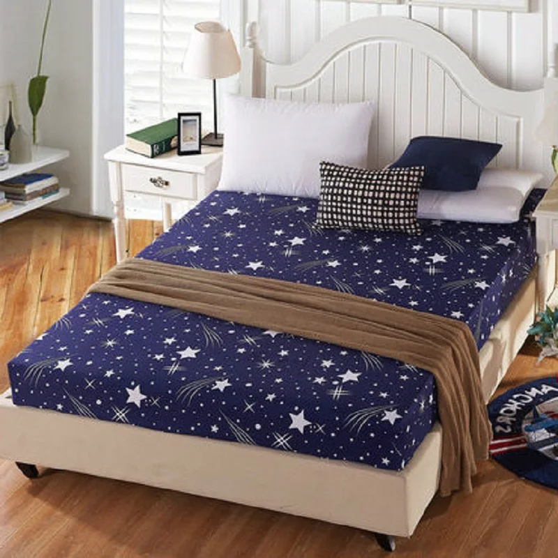

3pcs Reactive Printing Home Bed Sheet Sanding Fitted Sheet with Pillowcase 25cm Deep 360 Degree Elastic Cord No Slipping #252