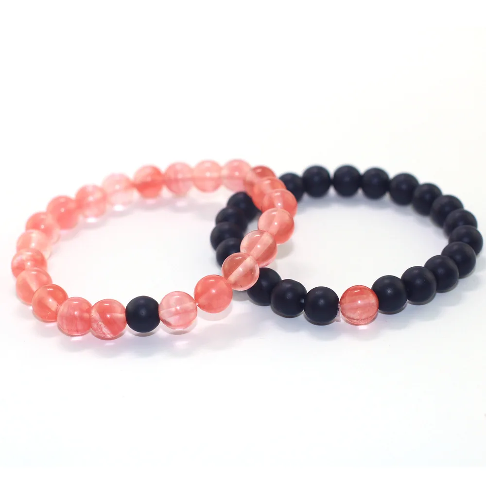 DANJIE Women Hand Chains Pink Jelly Beaded Bracelet Natural Stone Matte Beads Bracelet for Men Handmade Couples Bracelets
