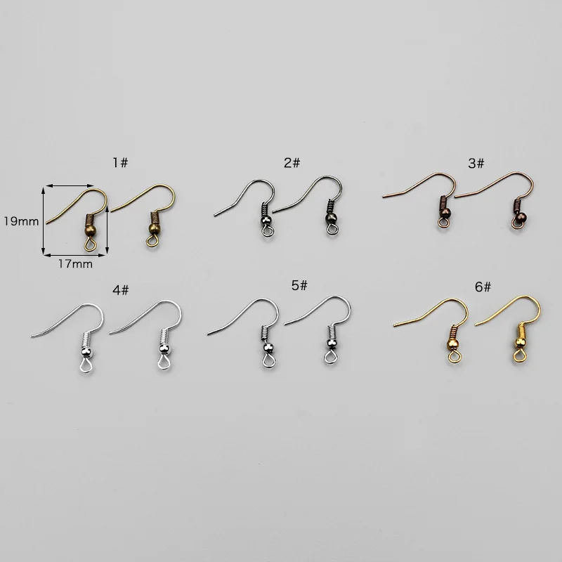 Free Shipping 5 Colors 200pcs/lot Fashion Iron Ear Hook Clasp With Bead Charms Earring Wires Fit Jewelry DIY Findings Jewelry Findings