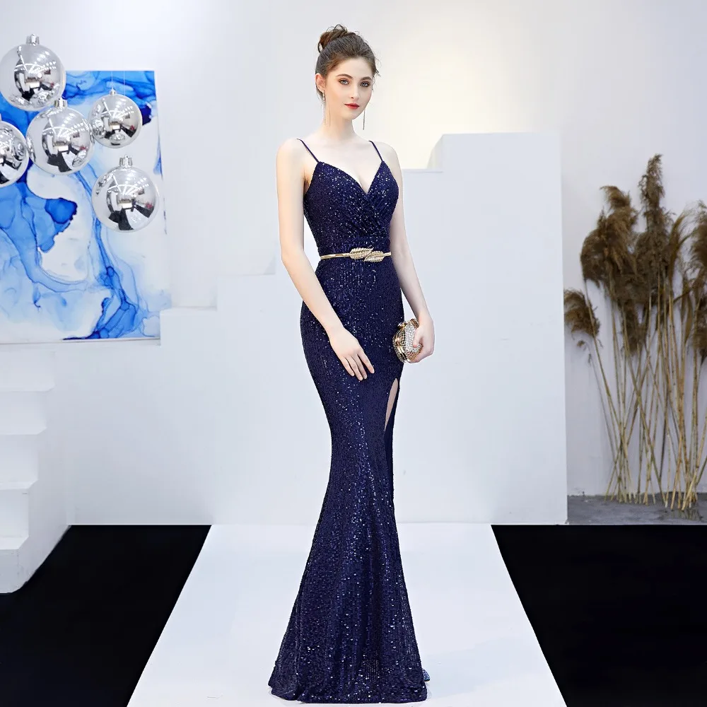 Party brilliant dresses 2019 dresses in sequins V-Neck Sexy Noble open back everyday Night Club Wear Maxi elegant ladies wear (12)