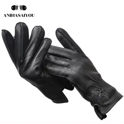 2019 зимние кожаные перчатки с оленем мужские теплые мягкие теплые перчатки с подкладкой черные мужские перчатки из натуральной кожи для