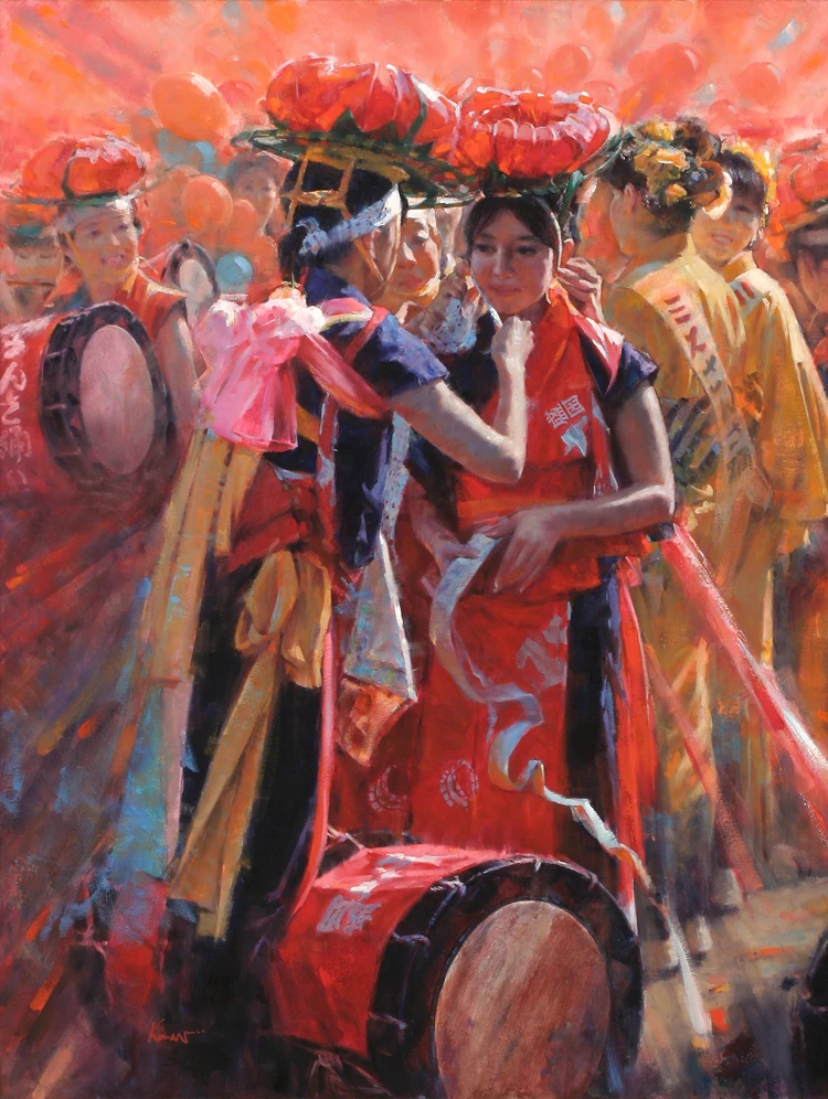 

modern portrait canvas paintings figurative art scenery Japan impression celebration performance panel two imagich