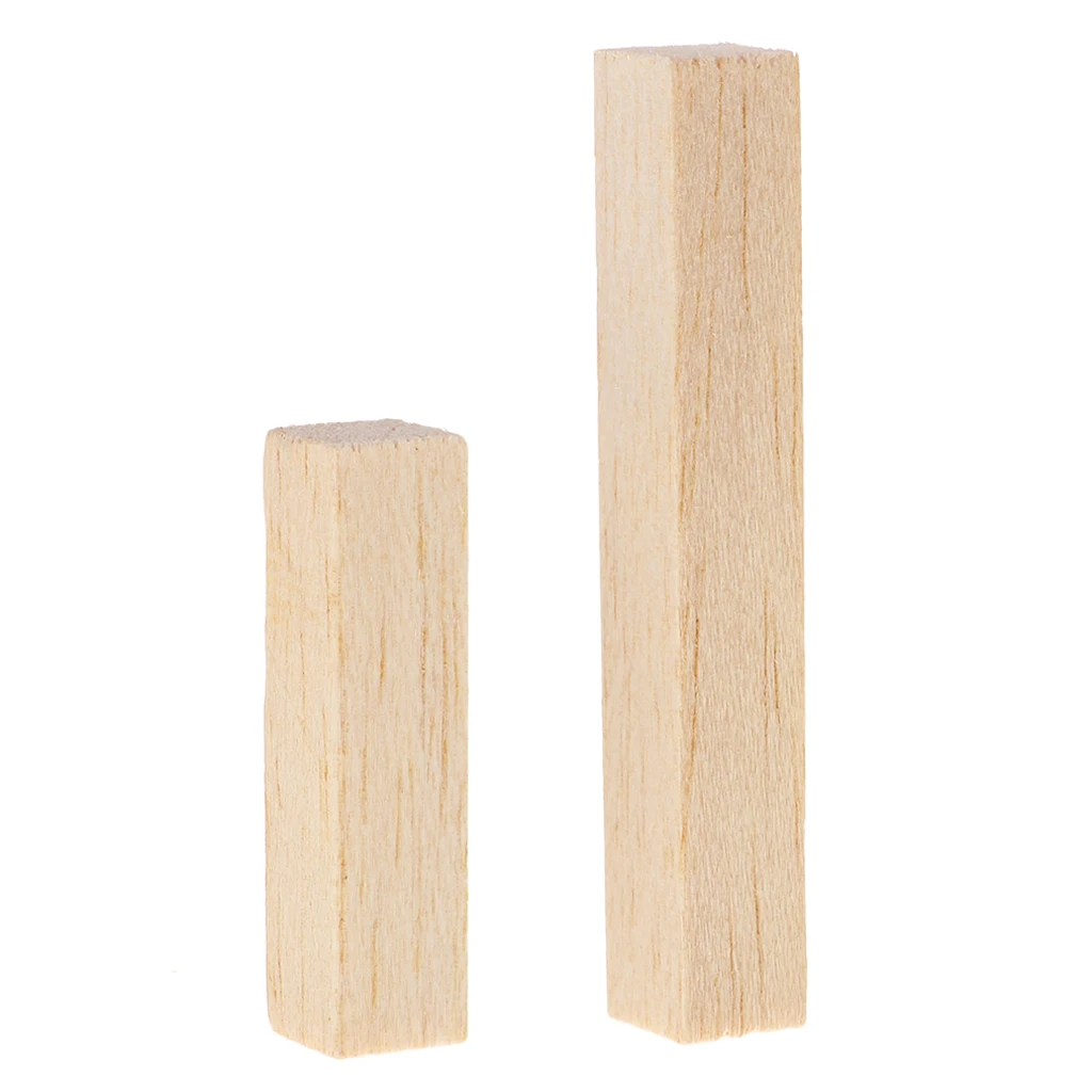 10x Square Unfinished Balsa Wood Stick Wooden Dowel Rod Block for Kids Model Making DIY Craft Home Party Decoration 50/80mm
