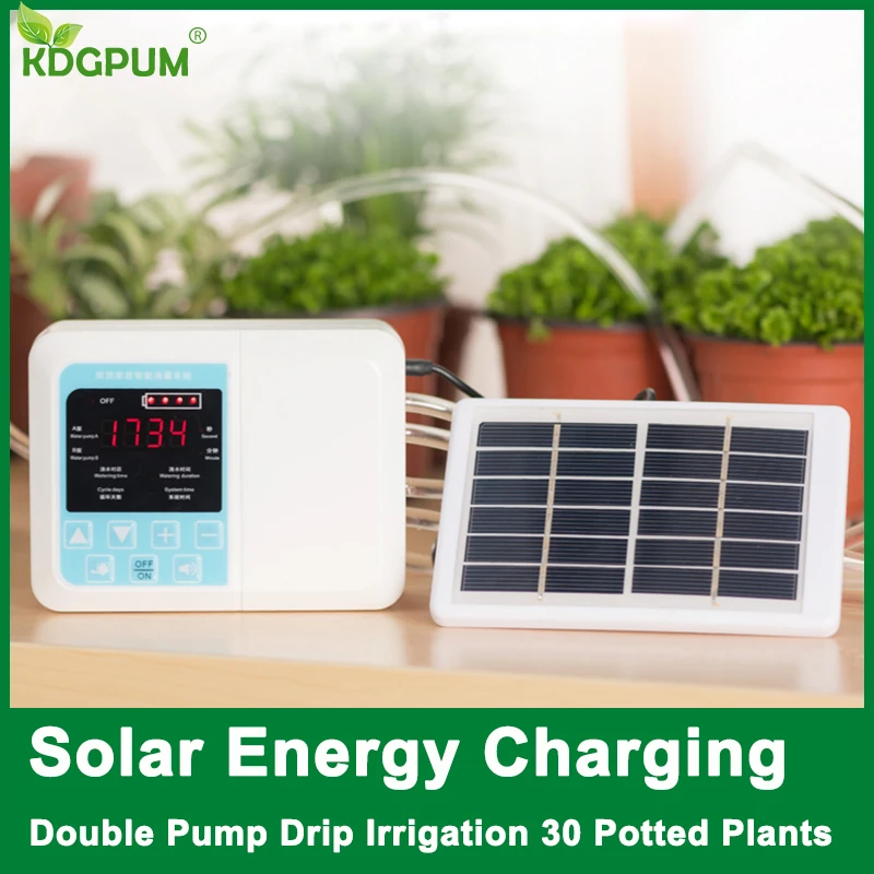 Solar Intelligent Drip Irrigation System Auto Watering Plant Timer USB Charging 