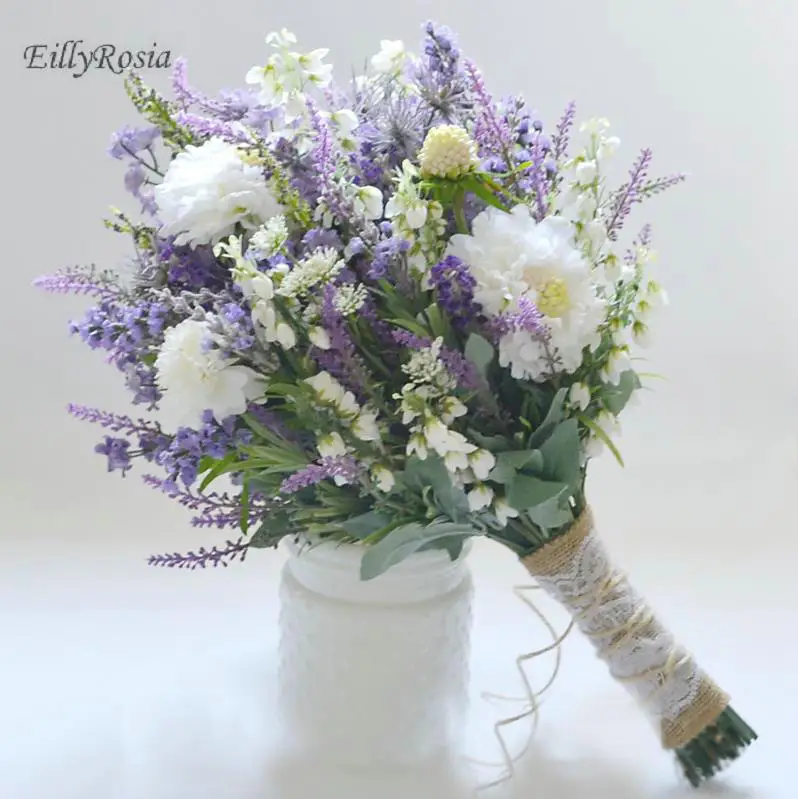 Buquê de noiva artificial de lavanda roxa para a dama de honra bouquets do  casamento da flor da dama de honra|Buquês de casamento| - AliExpress