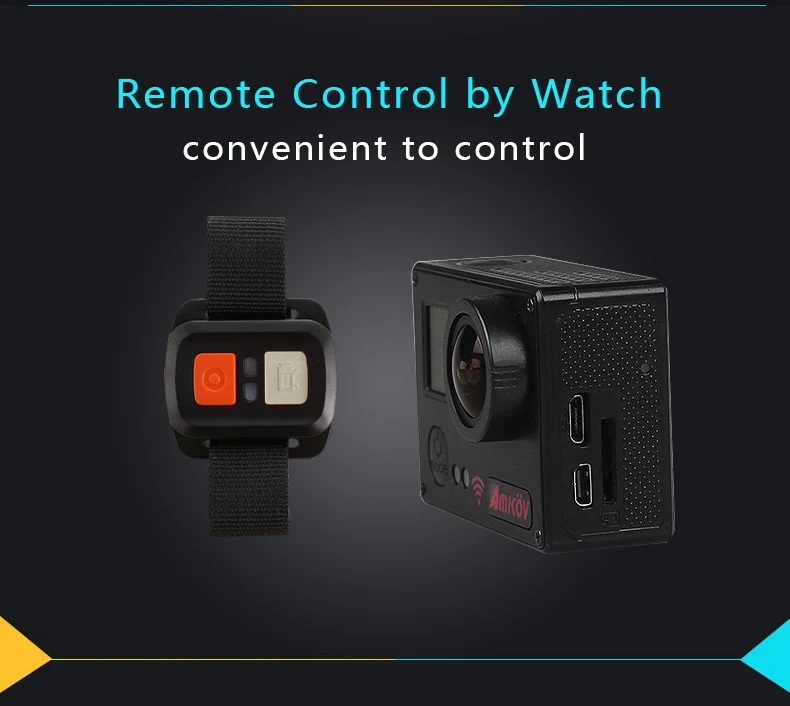 Amkov AMK7000S 4K Ultra HD 2 inches TFT WiFi Action Camera DV with Sunplus 6350M SPCA6350 OV4689 Image Sensor 170 Degree View Angle Remote Control Watch