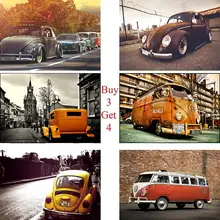 Фольксваген автомобиль VW классические автомобили с белым покрытием бумажный плакат VW тип мини автобус плакат наклейки на стену домашний декор ретро автомобиль плакат