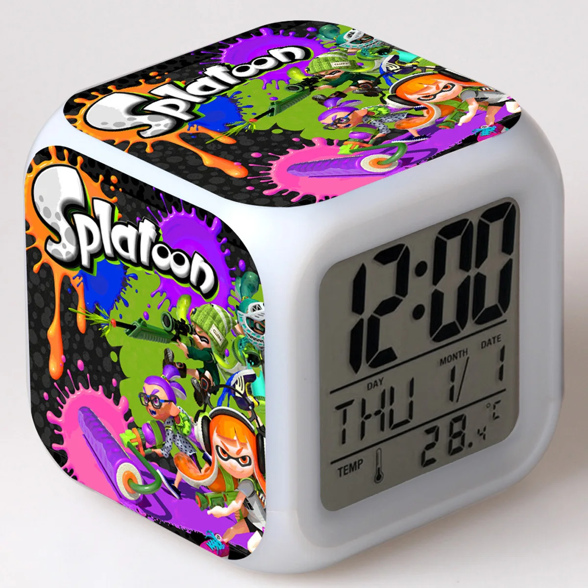 Splatoon мультфильм игрушки Детский будильник светодиодный Цвет Изменение цифровые часы настольная ночь Пробуждение свет светящийся подарок электронный Reveil - Цвет: 05