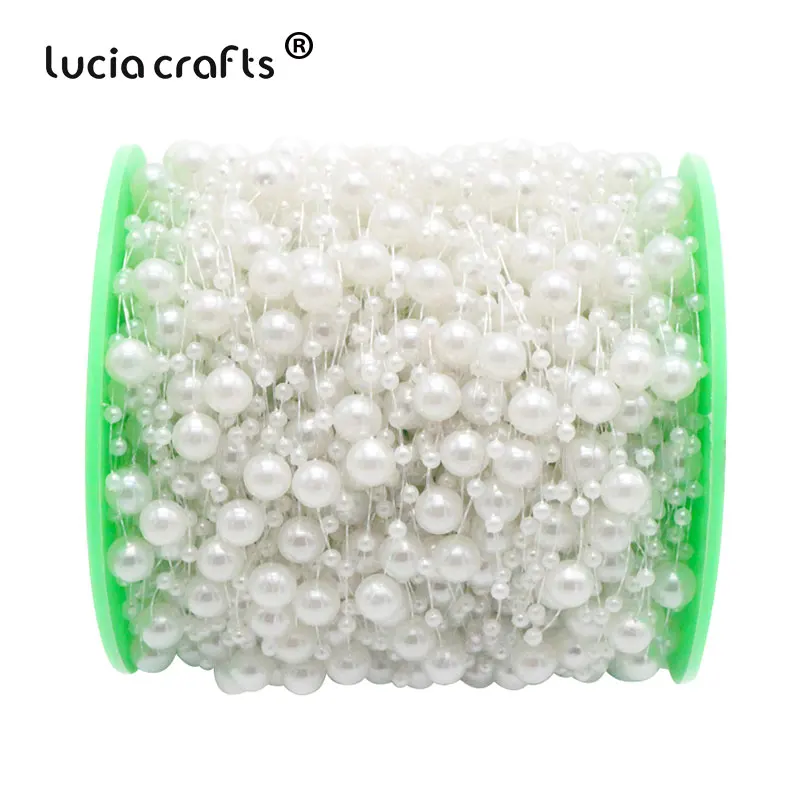 Lucia crafts 60 м/рулон смешанный 3/8 мм искусственный цепочка с жемчужными бусинами гирлянды искусственные цветы для свадьбы свадебный букет цветы C0613 - Цвет: C1 White