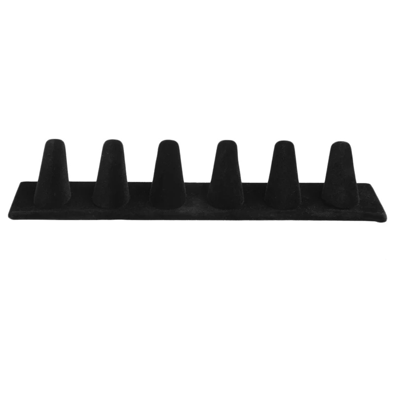 6 Finger Black Velvet Jewelry Ring Display Stand Holder Showcase Organizer Charm Hard Display Stand Holder Jewelry Organizer