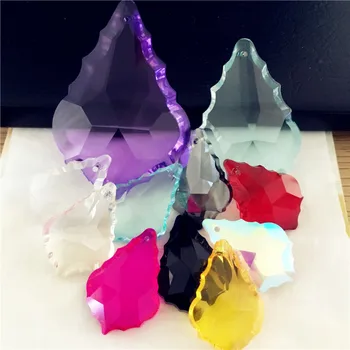 

Wholesale Mixed Color 6pcs 76mm Crystal Maple Leaf Pendants Lamp Chandelier Parts Suncatcher Prism Diy Beautify Home/Wedding