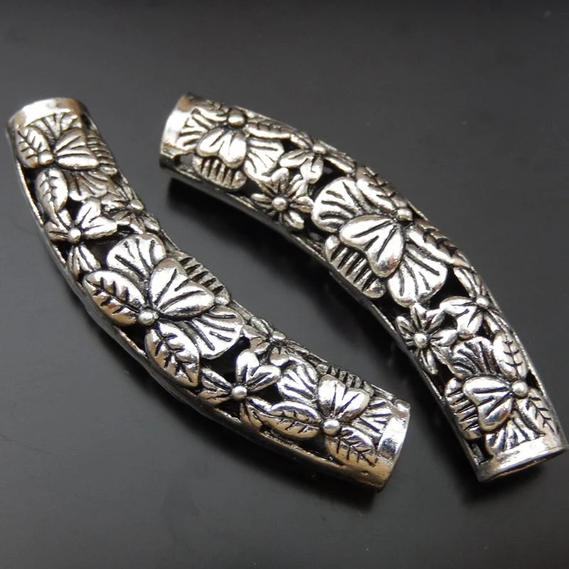 3Pieces Zinc Alloy Antique Jewelry Hollow Butterfly Carved Arc Pipe Tube Shape Connectors Handmade Crafts Findings | Украшения и