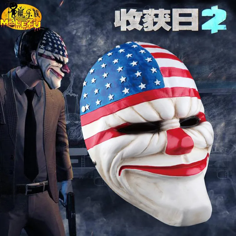 Scary Payday 2 маска из смолы The Heist Dallas Косплей Хэллоуин ужас Клоун маскарад для вечеринки карнавала костюм собрать нарядное платье