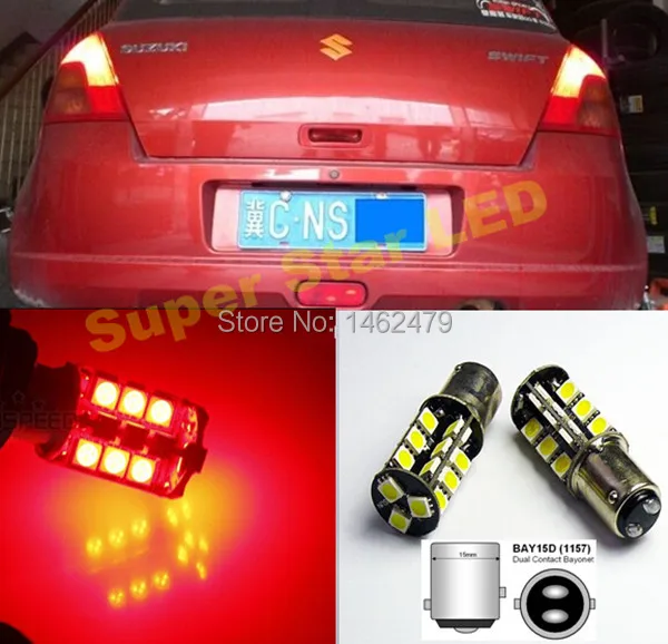 2 x 1157 BAY15D P21/5W White Red 12V Car LED STOP TAIL Bulbs Brake