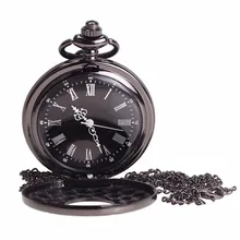 High quality Creative Vintage Antique Steampunk Black Quartz Necklace Pendant Pocket Watch