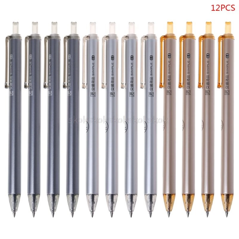 

12Pcs Press Gel Pen Black Ink Maker Pens School Supplies Draw Colored Pens Student Gift 0.5mm F15 19 dropship