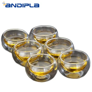 

6pcs/Lot Chinese Kung Fu Tea Set Thicker Transparent Heat Resistant Tea Cup Master Cup Handmade Tea Ceremony Teaware Drinkware