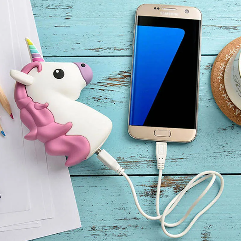 2600mAh Unicorn Cartoon Horse Power Bank Cute Emoji Back Up Charger For iPhone 7 6 6s plus 5s Samsung S7 S6 edge Xiaomi Sony LG