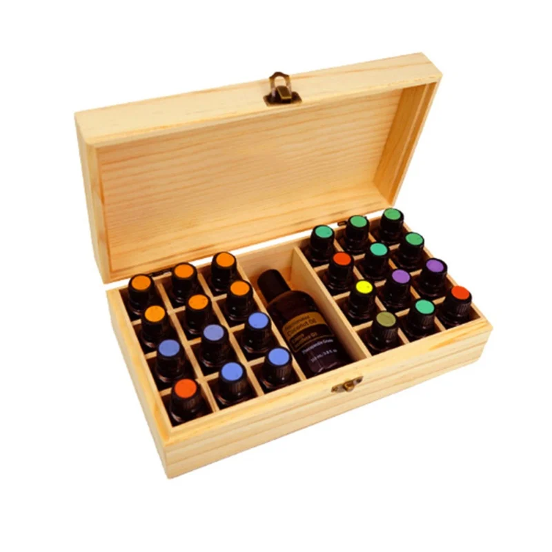 25 Grid Wooden Essential Oil Box Solid Wood Solid Wood Case Holder