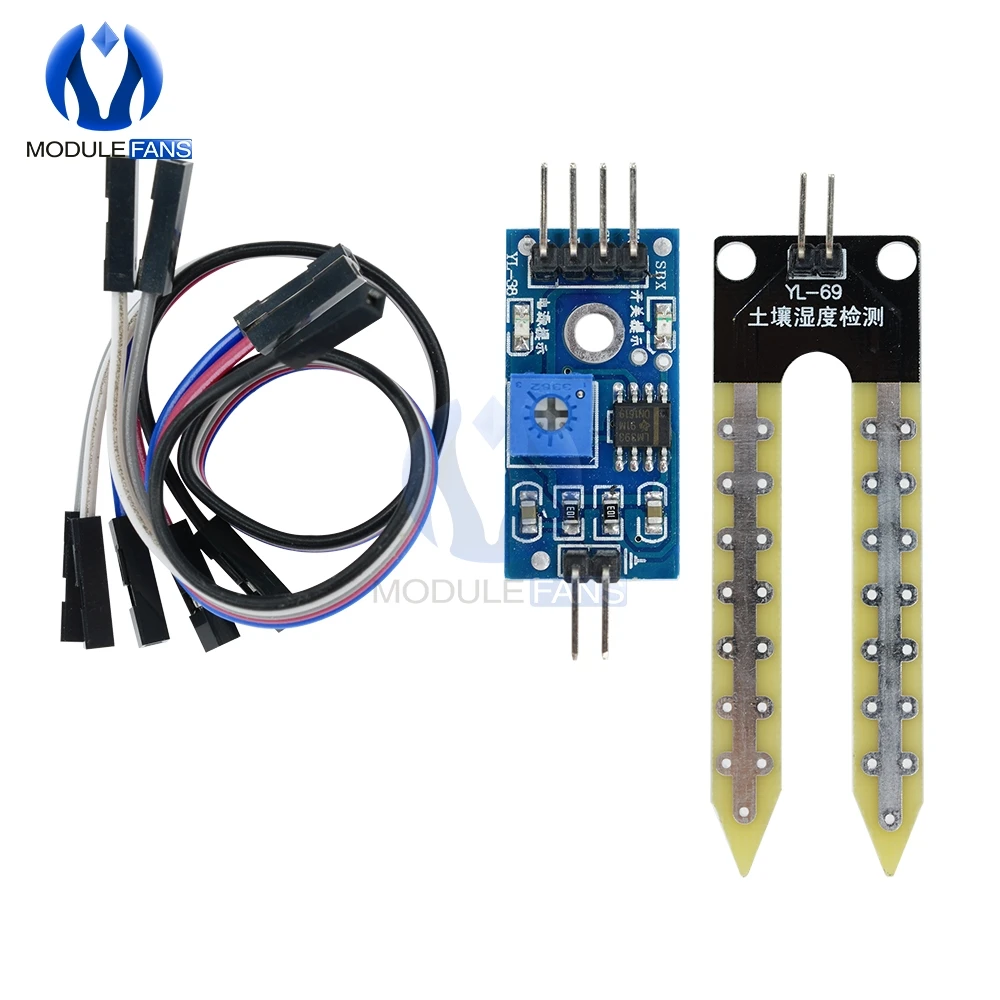Почвенный гигрометр для определения влажности Датчик влажности модуль для Arduino макетной платы 3,3 V-5 V аналоговый выходной интерфейс