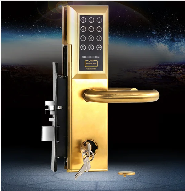 Электронный Умный дом цифровой светодиодный Сенсорный экран пароль дверной замок с ключом и карты et958pw