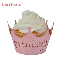 12 шт./лот Принцесса Корона Дизайн Стиль Бумага лоза Кружево Cup Cake обертки полые булочки Кекс Свадебный для вечеринки, дня рождения украшения