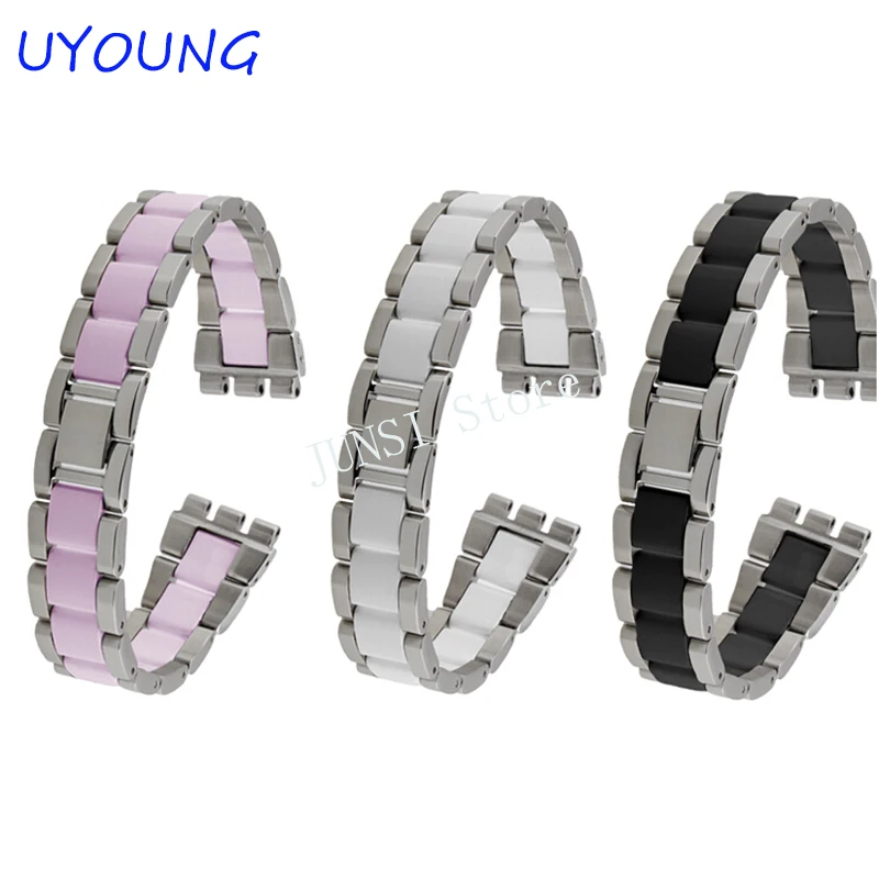 UYOUNG ремешок для часов Swatch YGS716 YAS100 из высококачественной нержавеющей стали+ керамический ремешок для часов роскошный браслет