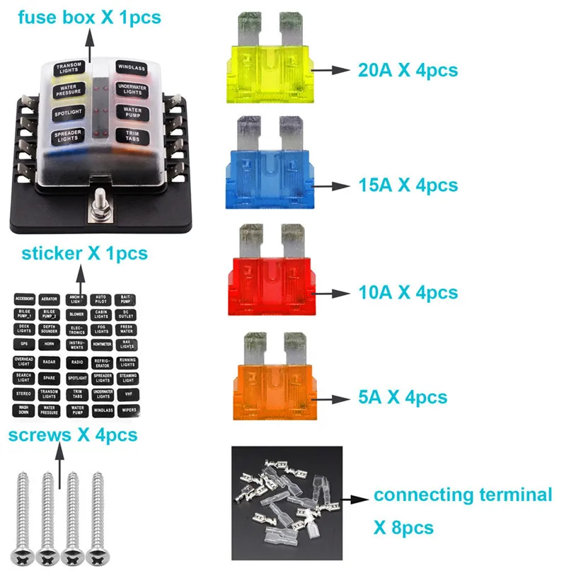 8 ходовые Клеммы цепи автомобиля лодка автобус ATC ATO блок предохранителей держатель 32 В автомобильные аксессуары предохранители автомобиля-Стайлинг