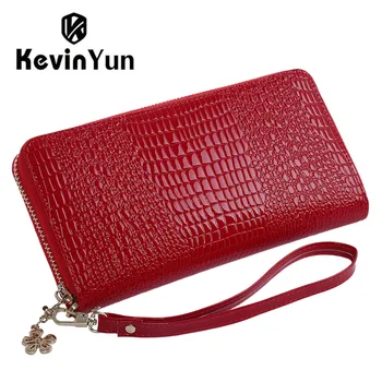 

KEVIN YUN Designer Brand Fashion Patent Leather Women Wallets Long Lady Clutch Wallet Purse Zipper