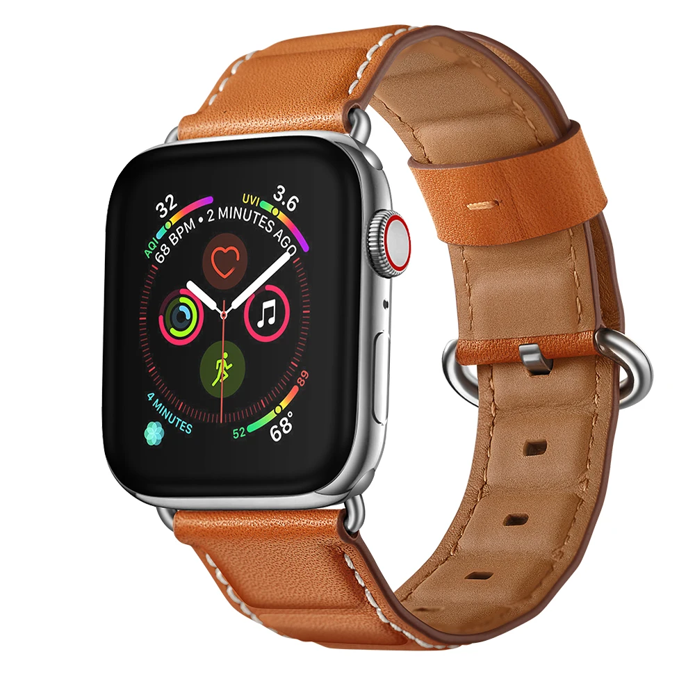 Ремешок кожаный для Apple Watch 4 44 мм 42 40 белый браслет 38 Series 3 2 браслет|Ремешки часов| |