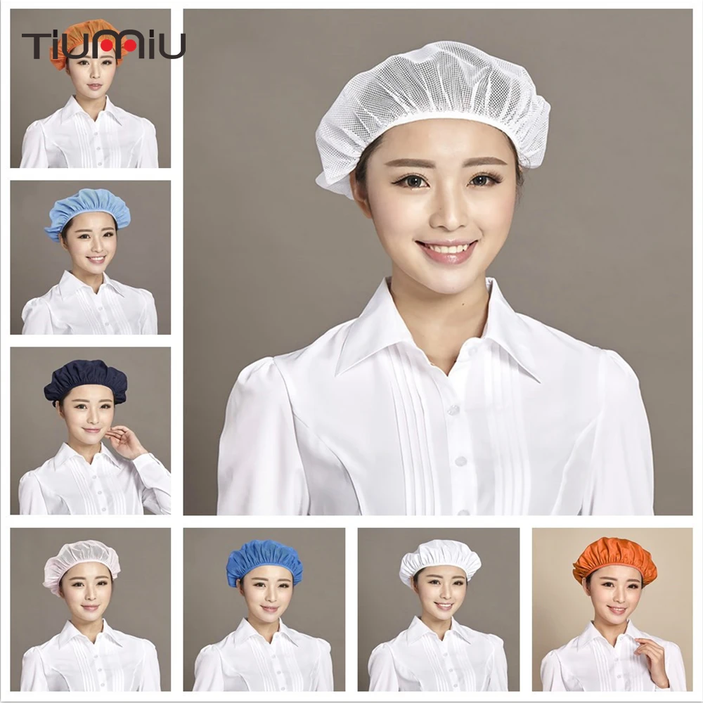 

Unisex Catering Meal Cap Workshop Dust Cap Protective Breathable Kitchen Mesh Chef Hat Adjustable Size Men women Work Wear Hats