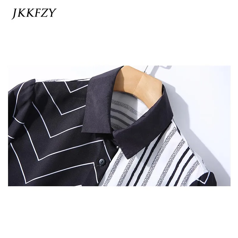 19 New Stripe Dot Womens Blouses Fashion Print White Black Long Sleeves Shirts Female Casual Office Tops 19 New Stripe Dot Womens Blouses Fashion Print White Black Long Sleeves Shirts Female Casual Office Tops