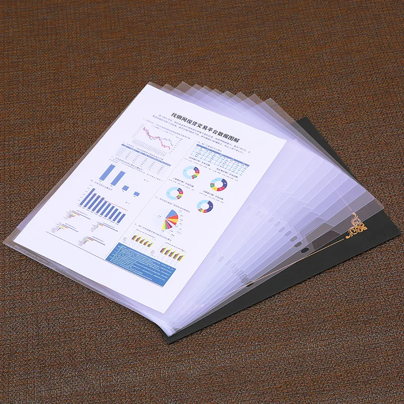 Deli two hole file Holder set A4 transparent page folder office data certificate single clip loose leaf bag Storage|Папка для файлов| |